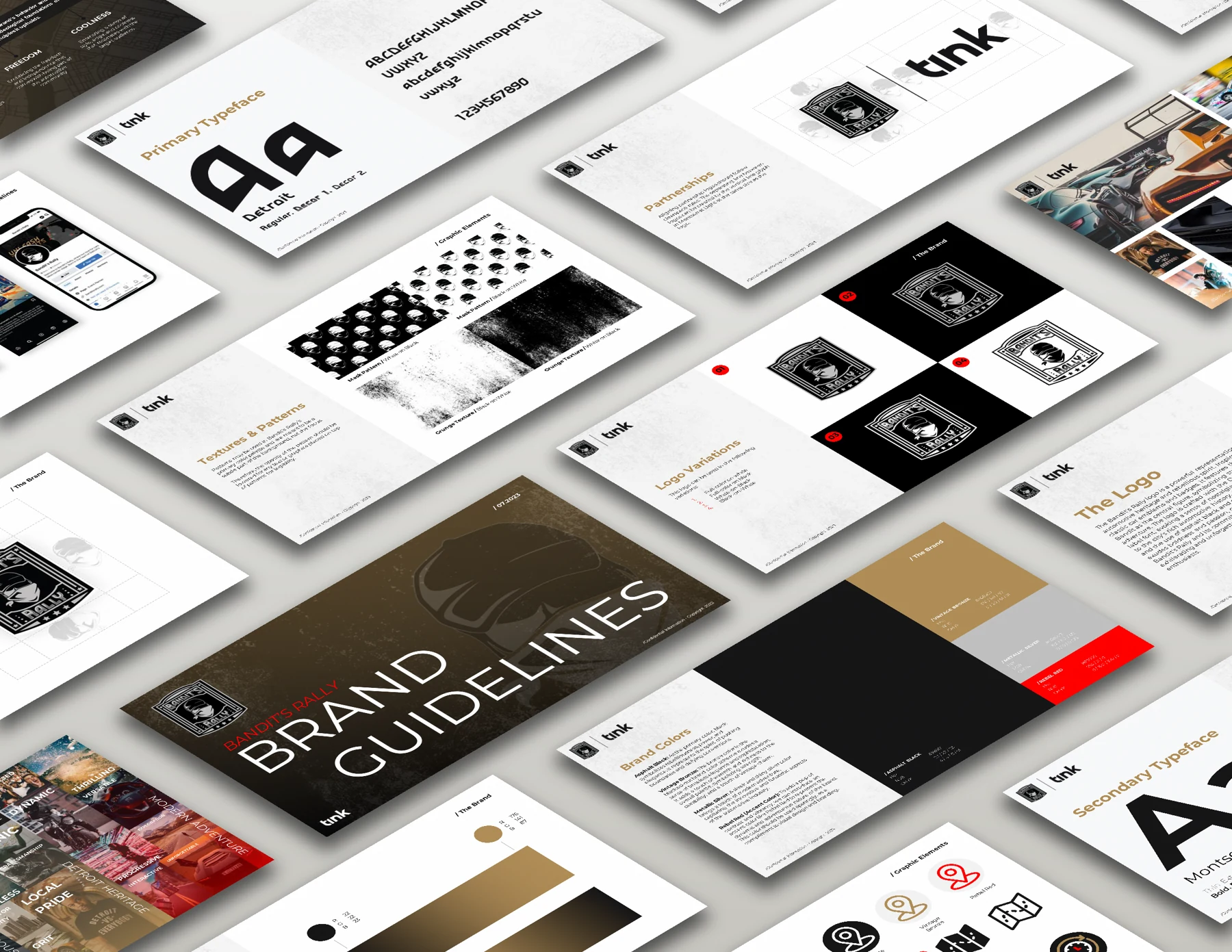 Bandit’s Rally identity and brand guidelines presented as a complete graphic system
