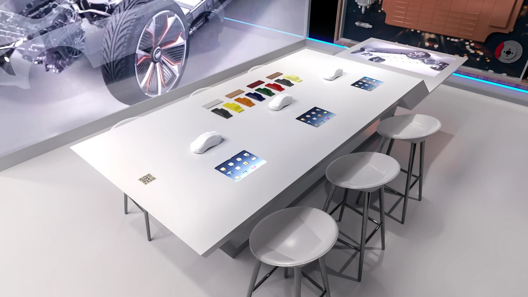 Color samples, models and touchscreens make the choices tangible.