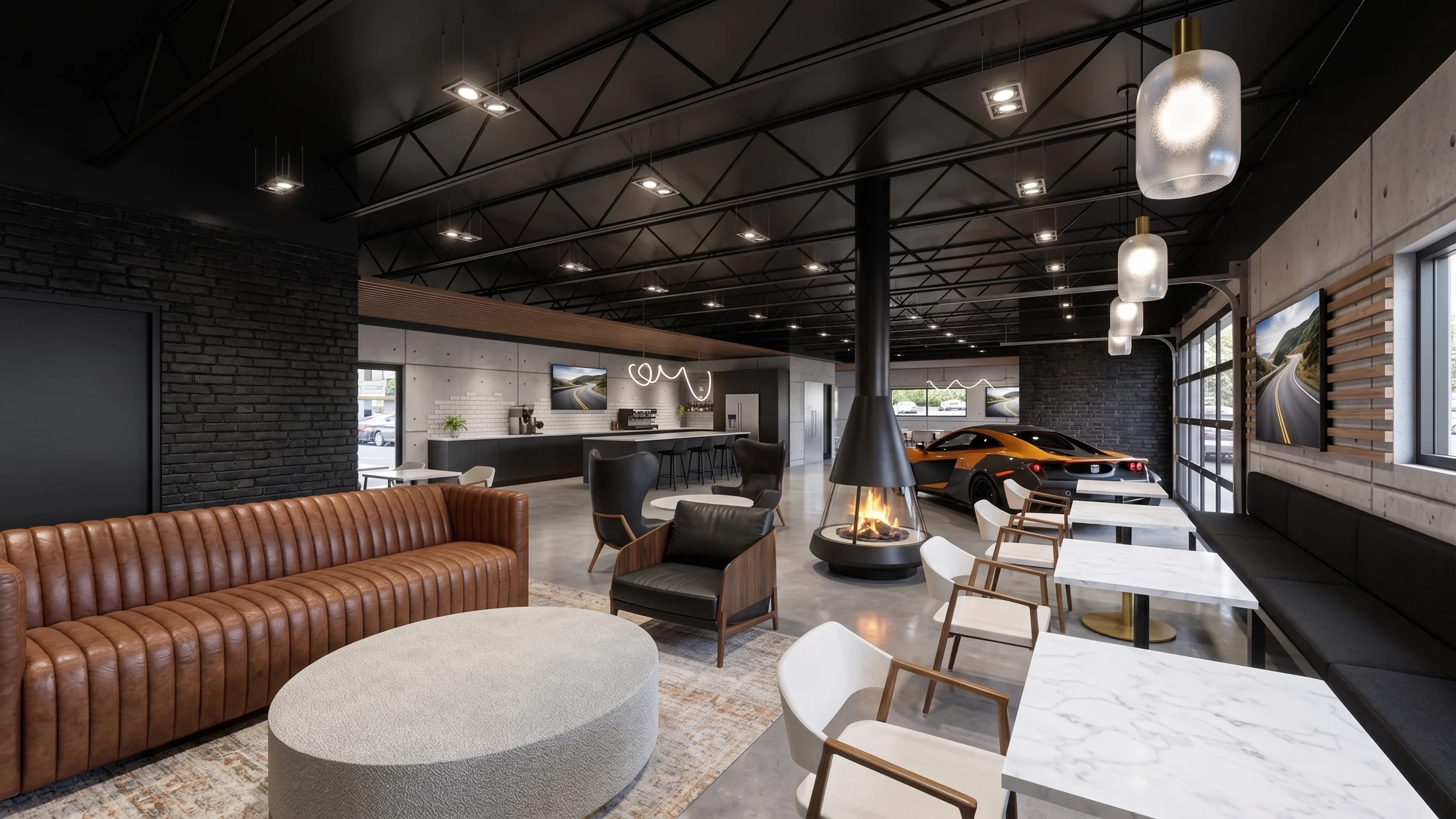 Out of Office Garage: a shared lounge and performance cars