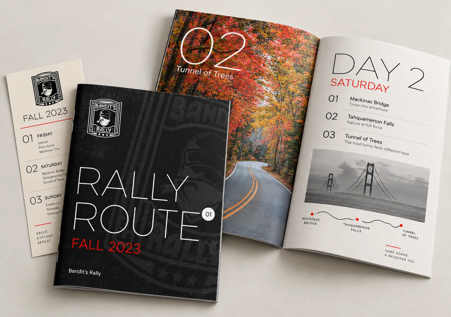 Bandit’s Rally route book, printed schedule and rally guide