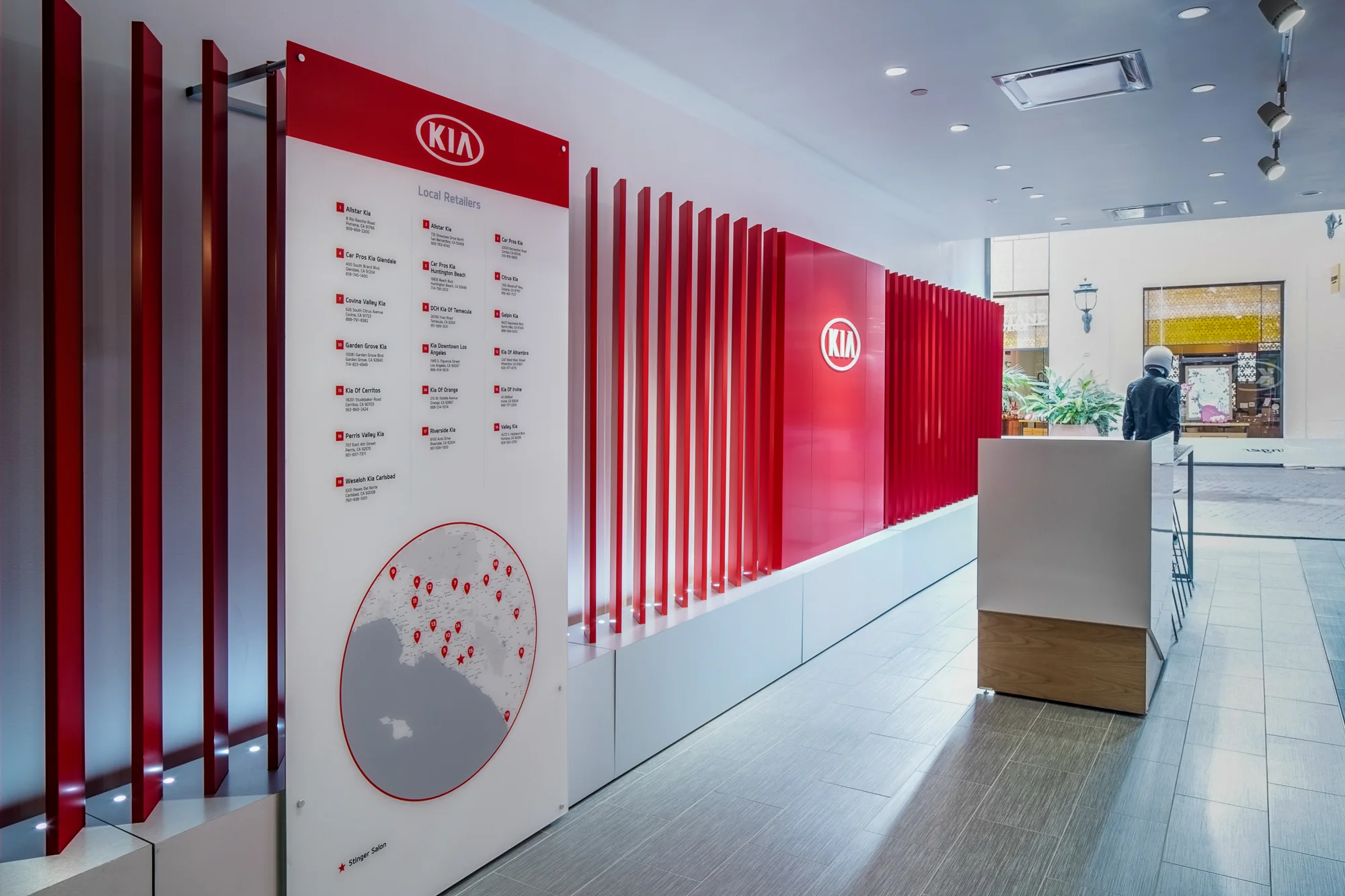 Paint and material displays make the choices visible at the scale of the visitor.