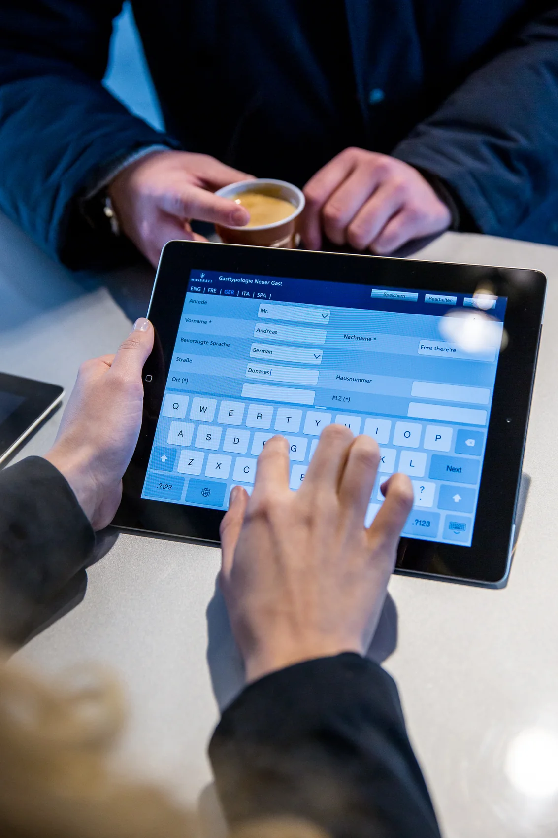 Baselworld / A tablet supports the customer conversation beside the physical displays.