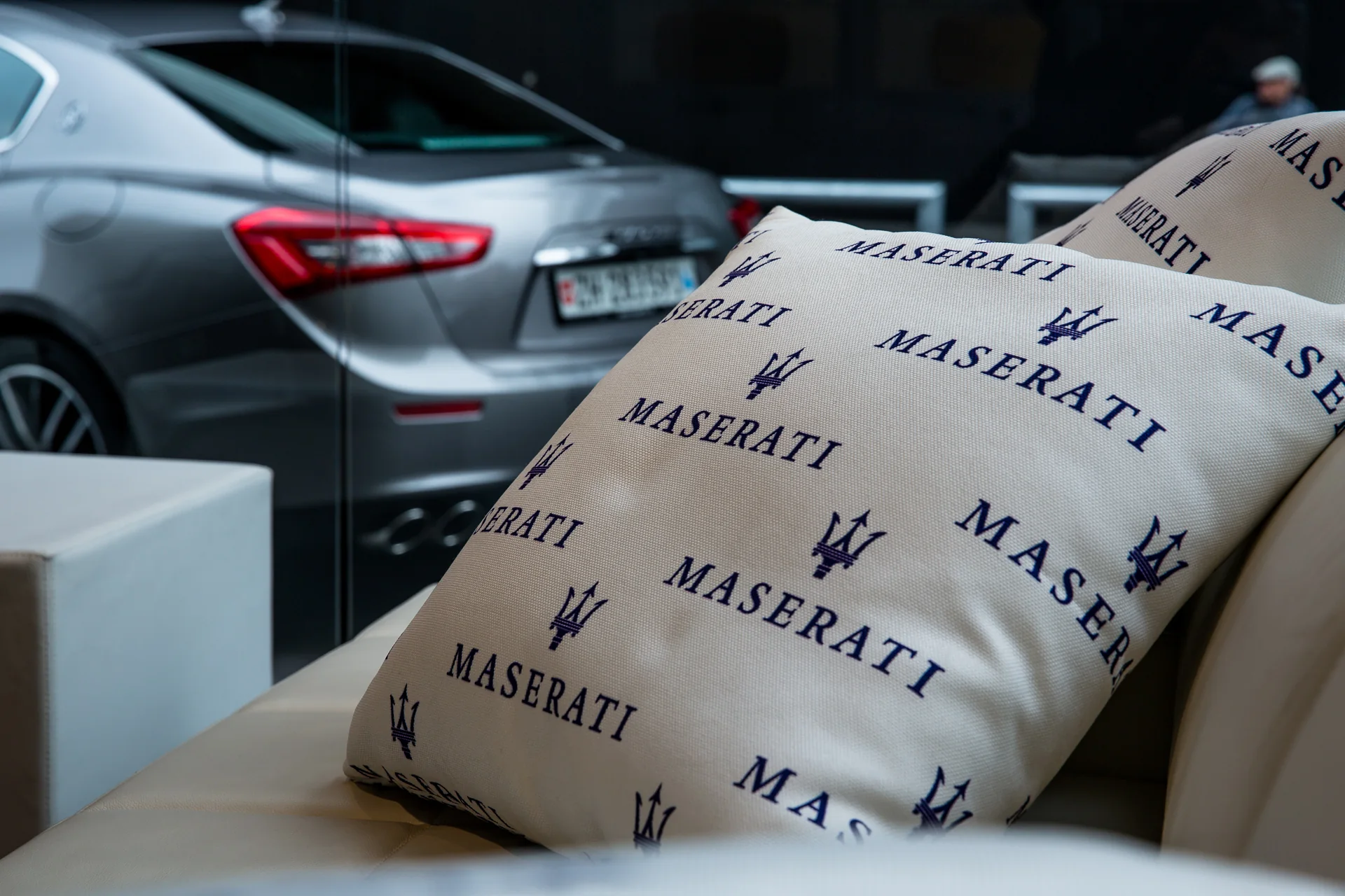 Baselworld / Print and textiles carry the Maserati identity through the setting.