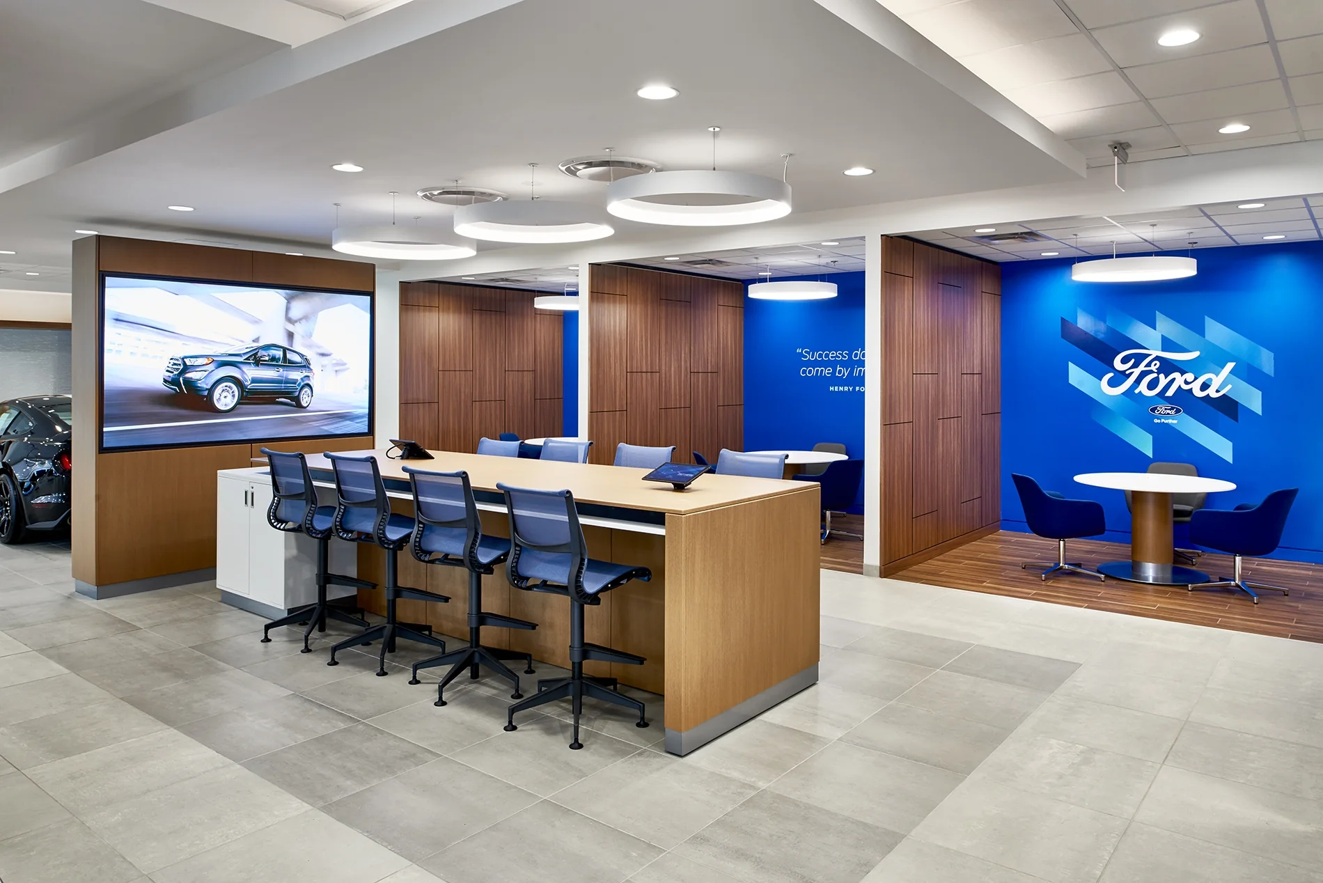 A hospitality counter creates another way to spend time in the dealership.