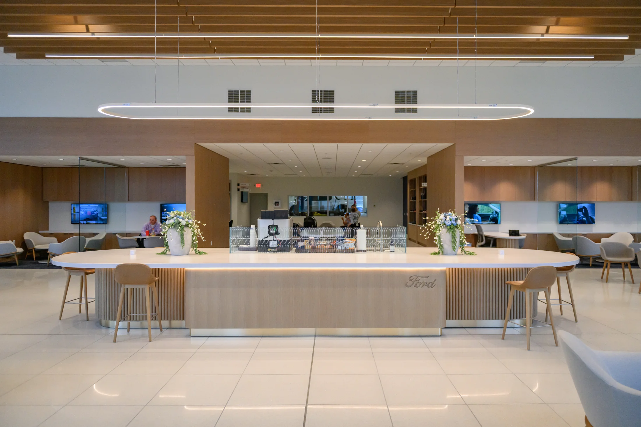 The Hub places hospitality at the center of the showroom.