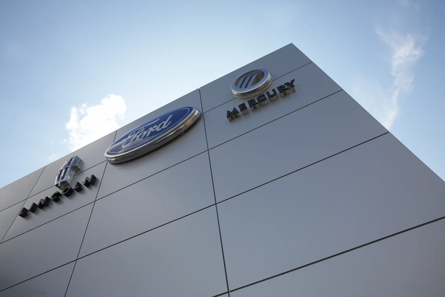 Ford identity and the facility cladding meet at the exterior corner.