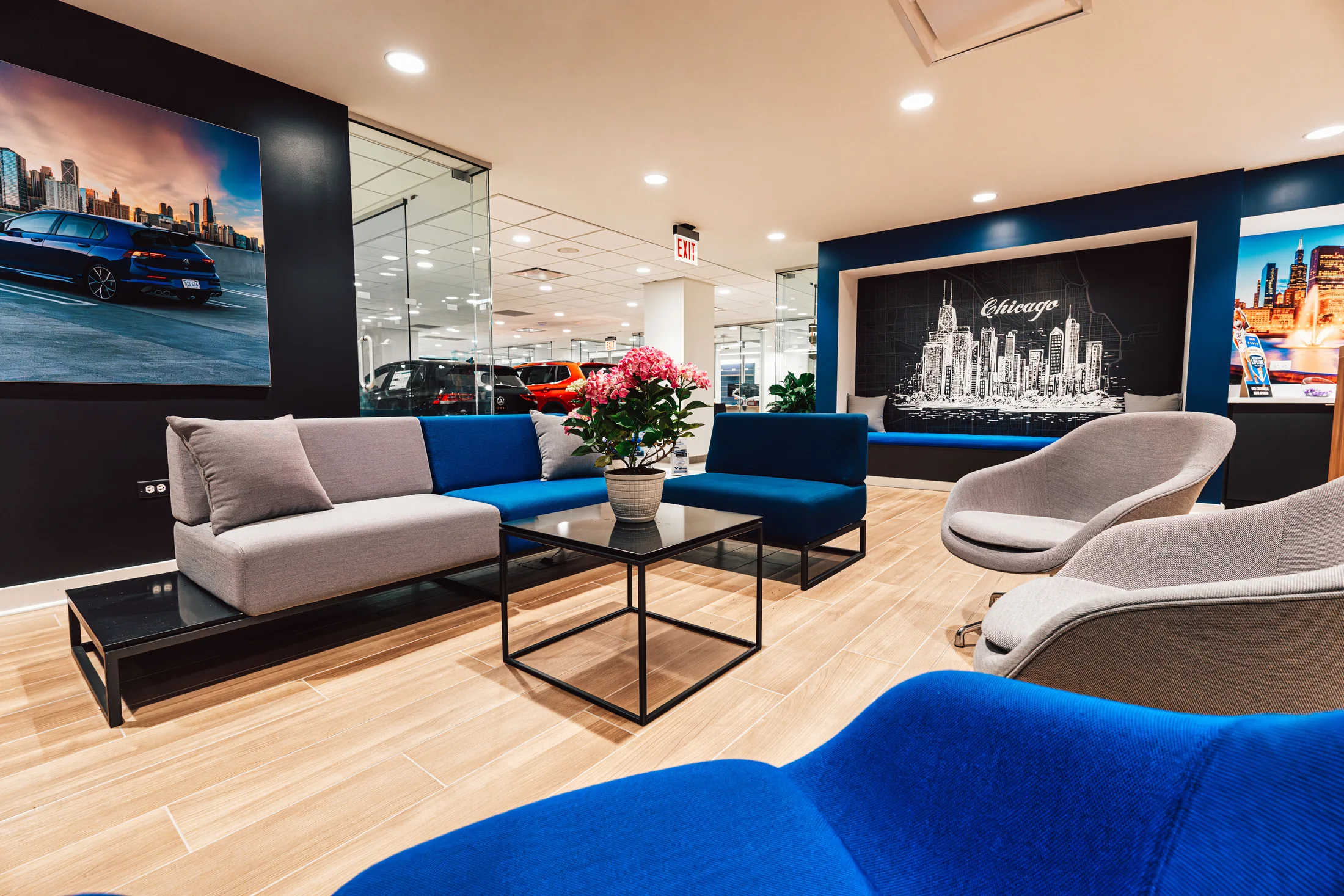 Furniture and media organize a quieter place to spend time.