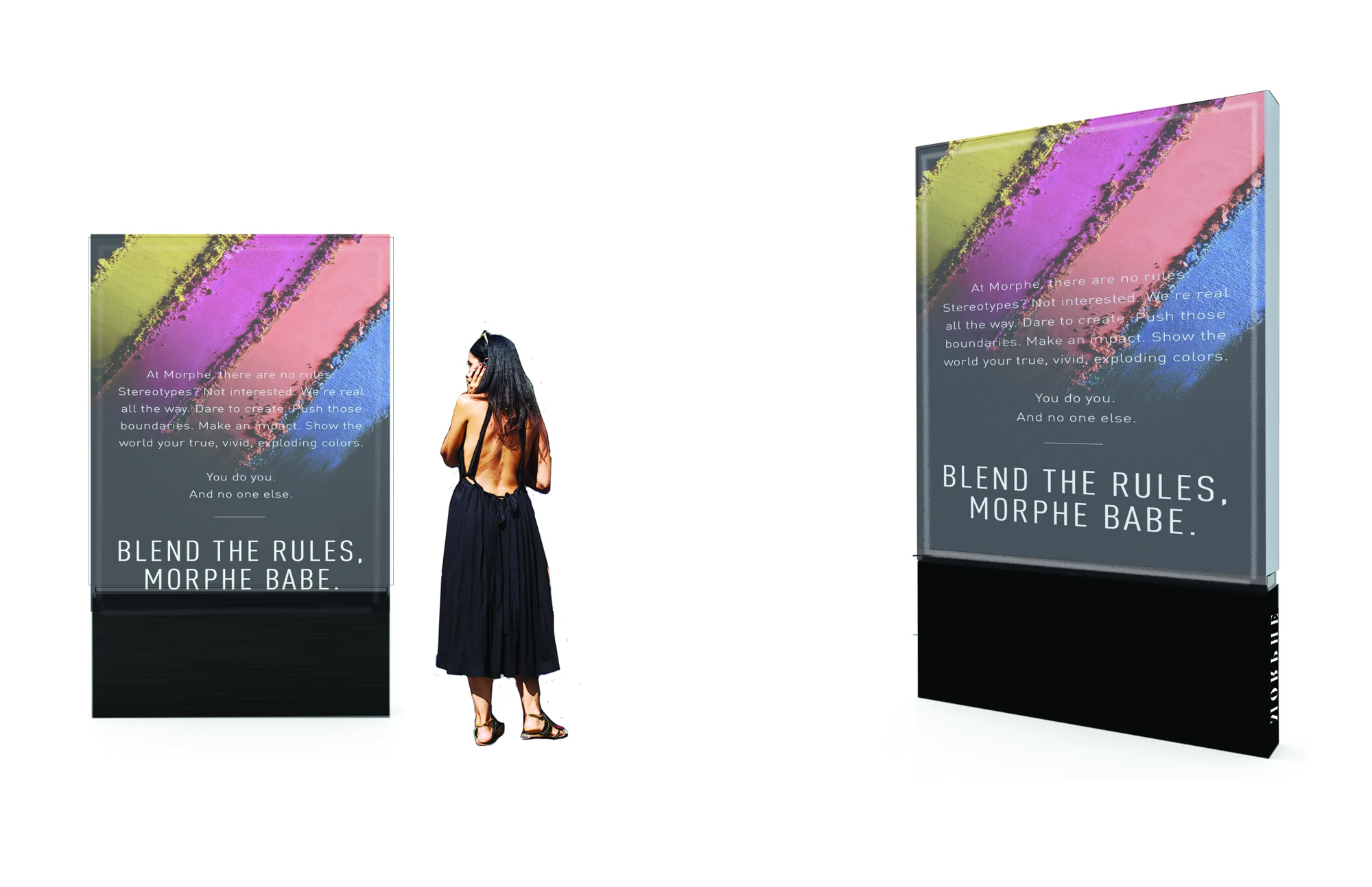 The display system is studied at different scales and orientations.