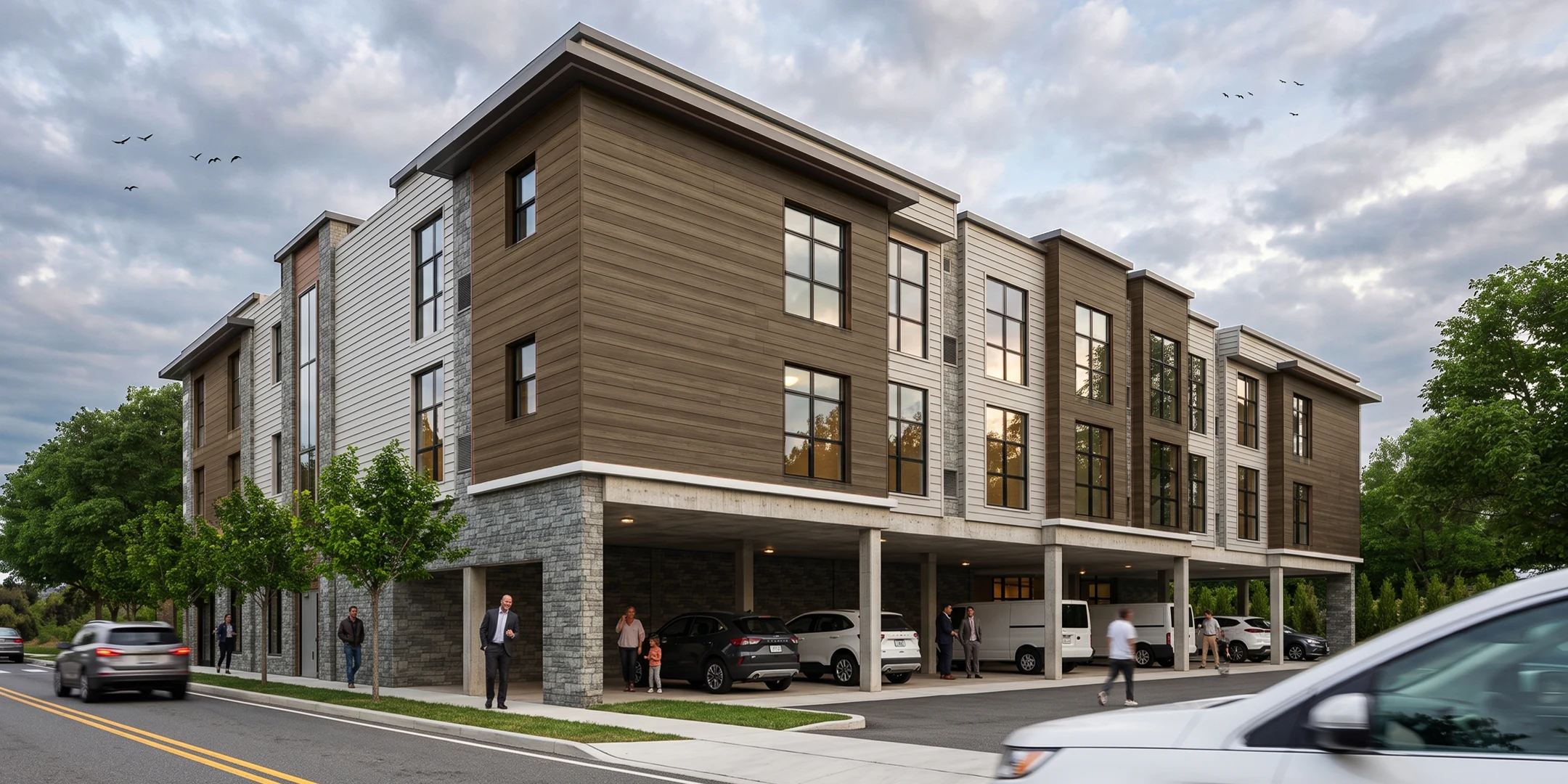 Updated visualization of The Continental along the street frontage