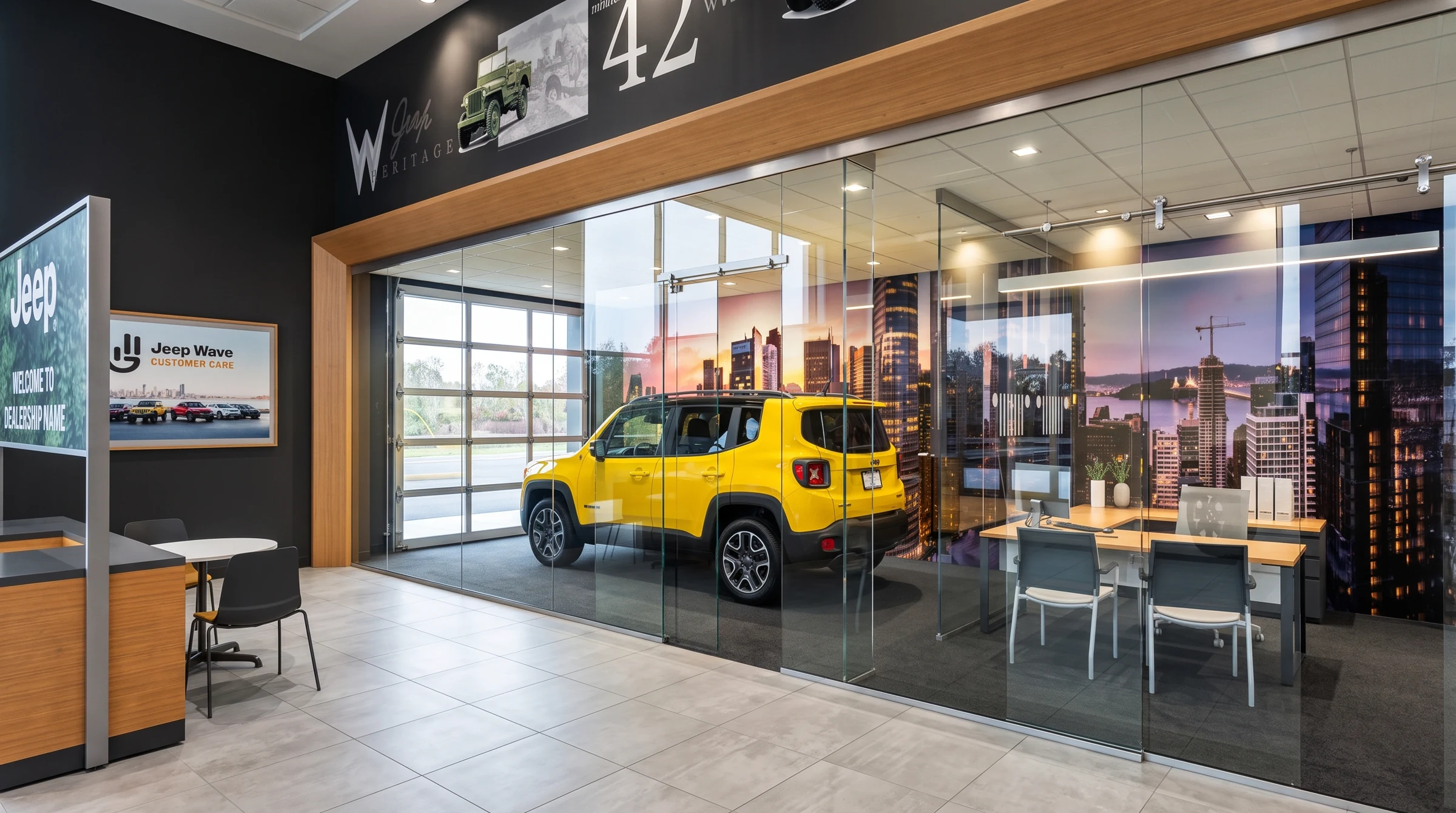 The new-vehicle delivery area creates a focused setting for the handover.