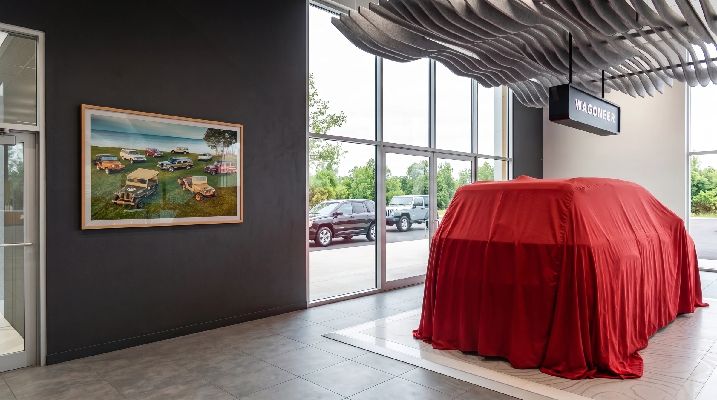 Seating and material display connect to the vehicle handover.