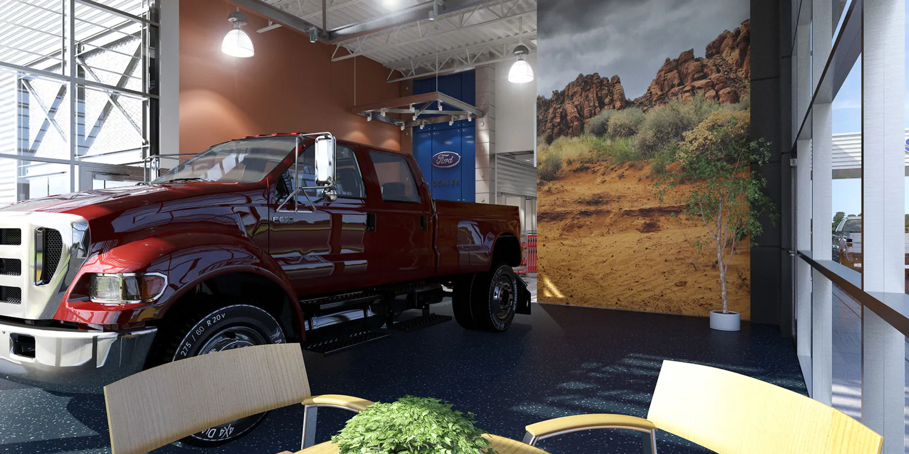 A display area places the truck within the retail environment.