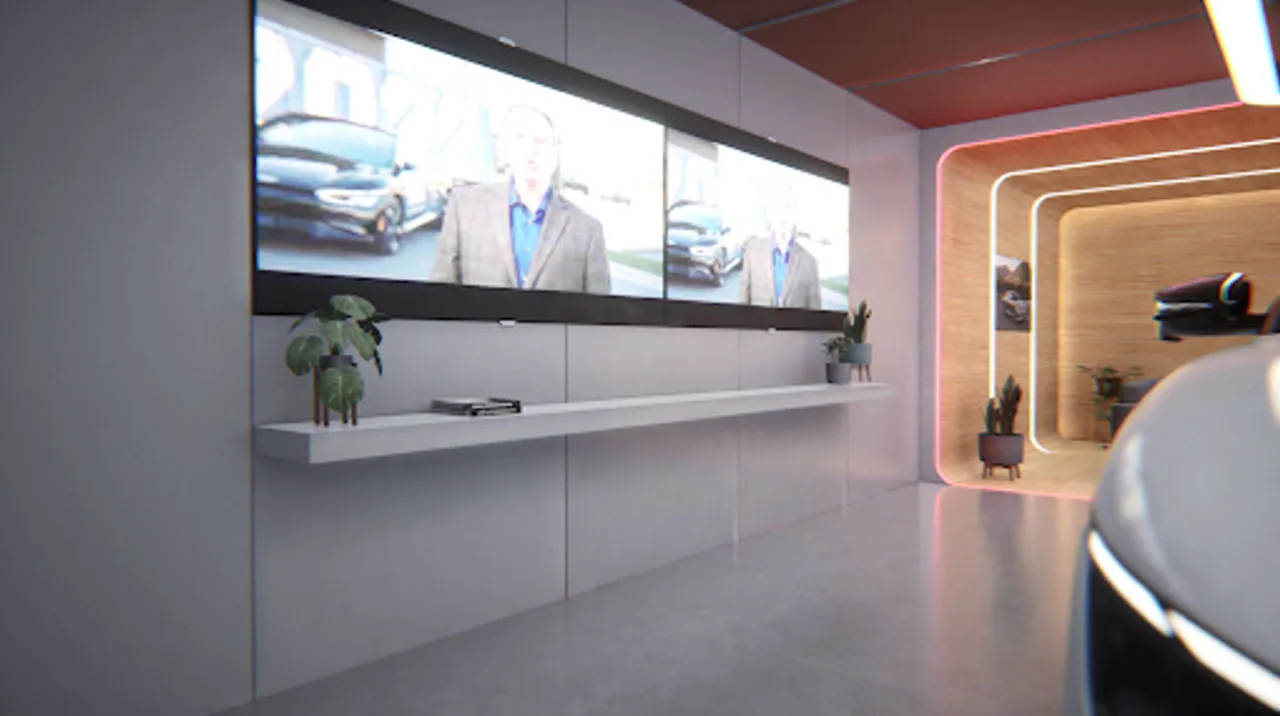 Digital content and the vehicle display share one encounter.