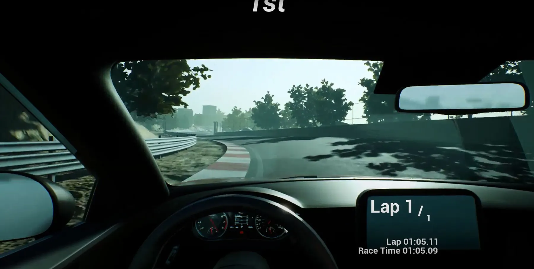 The driver’s view puts the player behind the wheel.