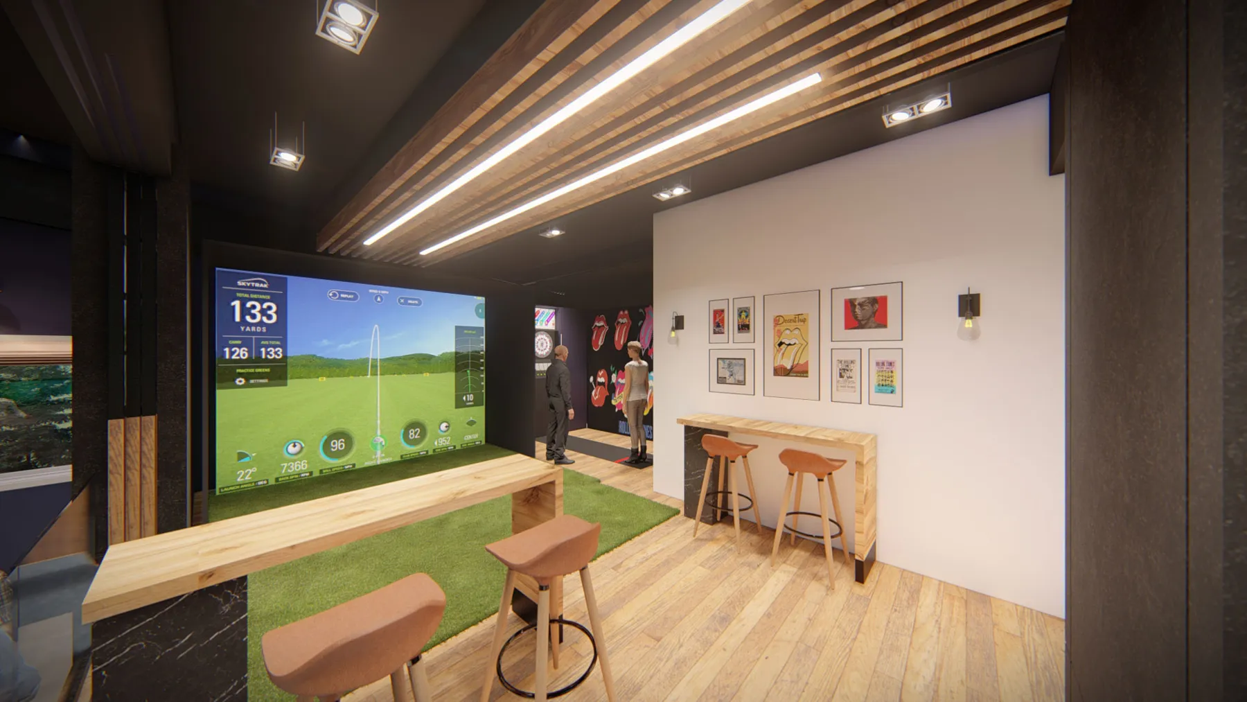 A golf simulator gives the garage another reason to host a visit.